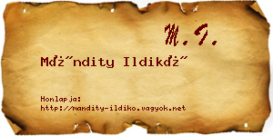 Mándity Ildikó névjegykártya